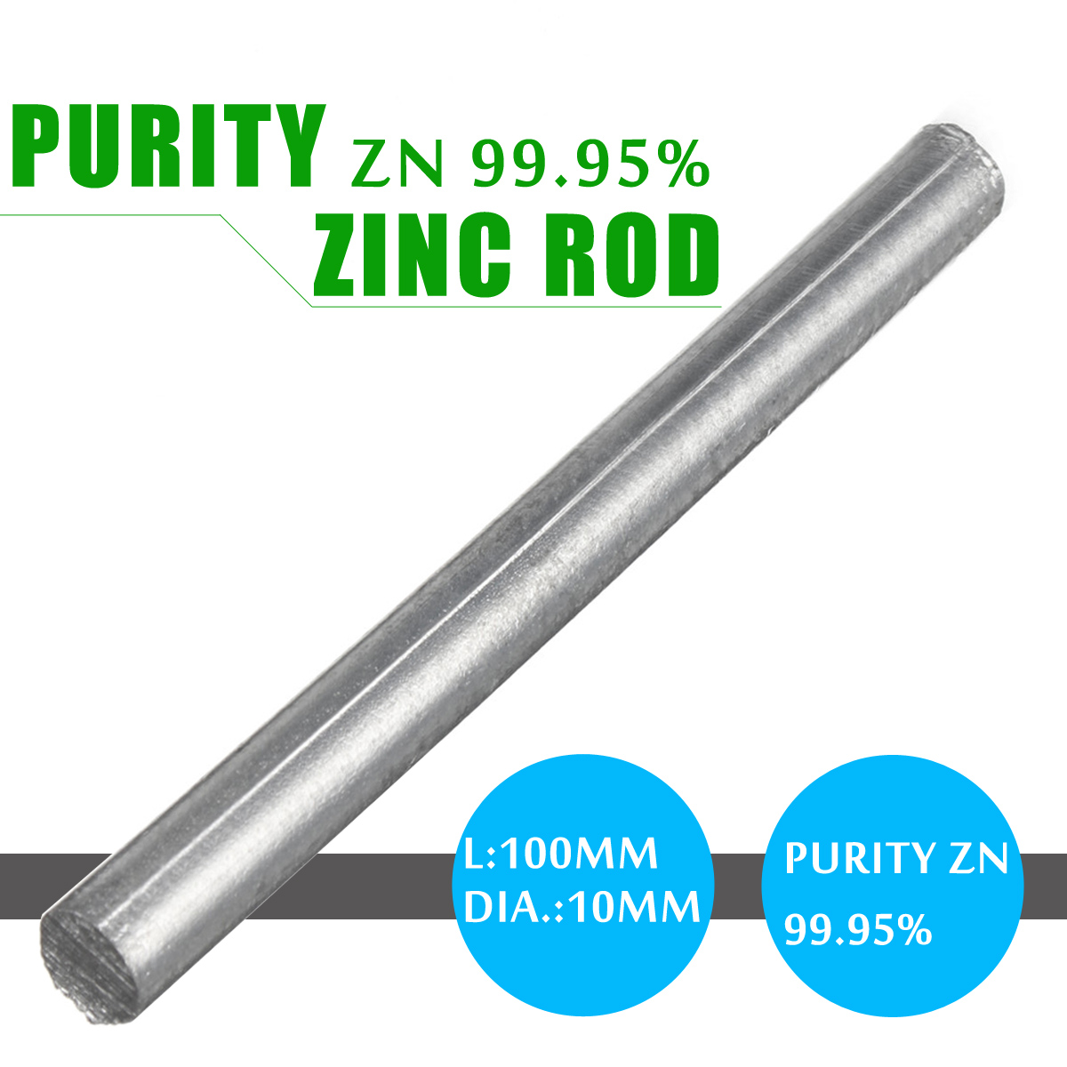 High Purity Zn 99.95/% Zinc Rods Solid Round Bar 0.4/" *4/" Anode Electroplating