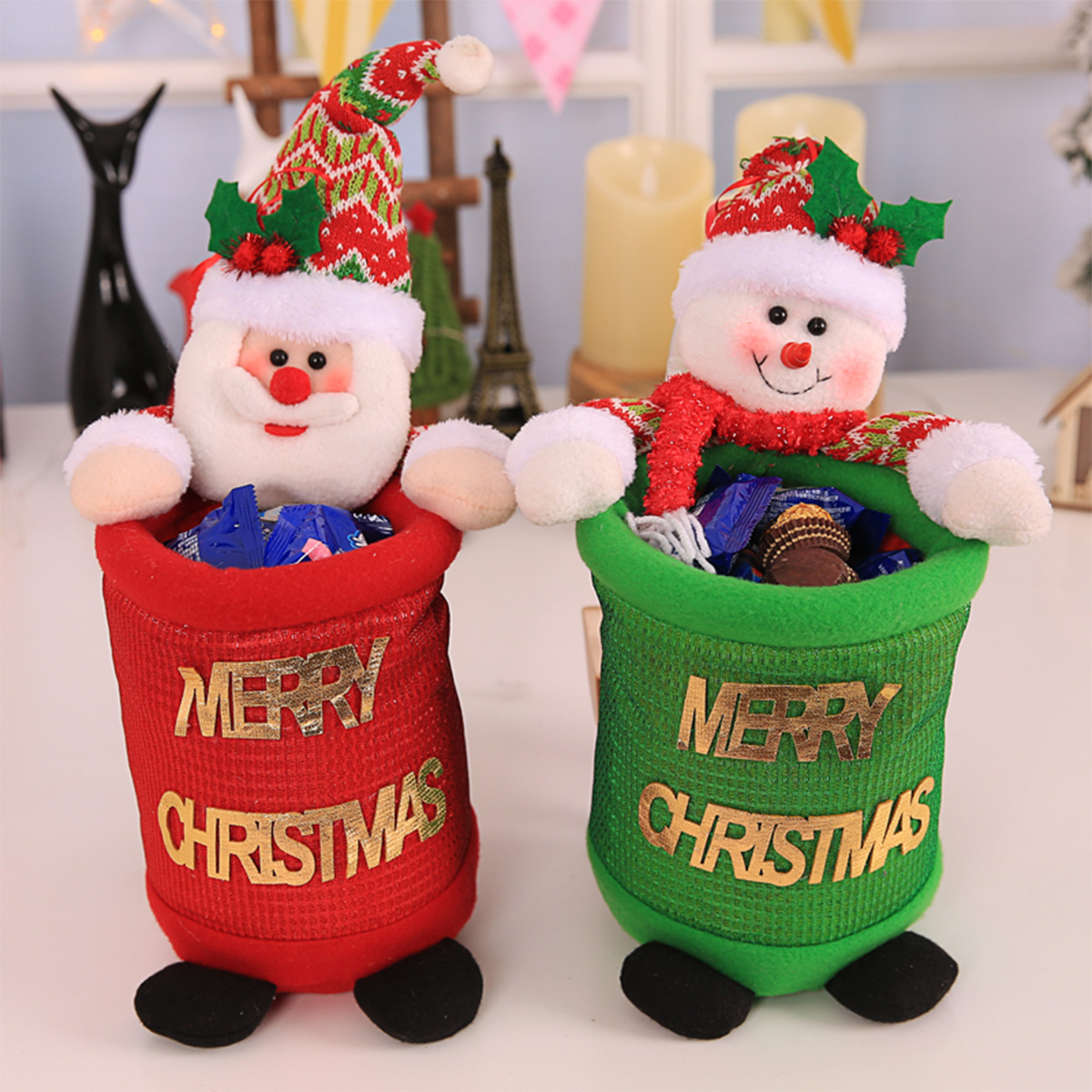 

Рождественский подарок хранения конфеты Сумка Санта Снеговик конфеты Сумки Нетканые рождественские украшения