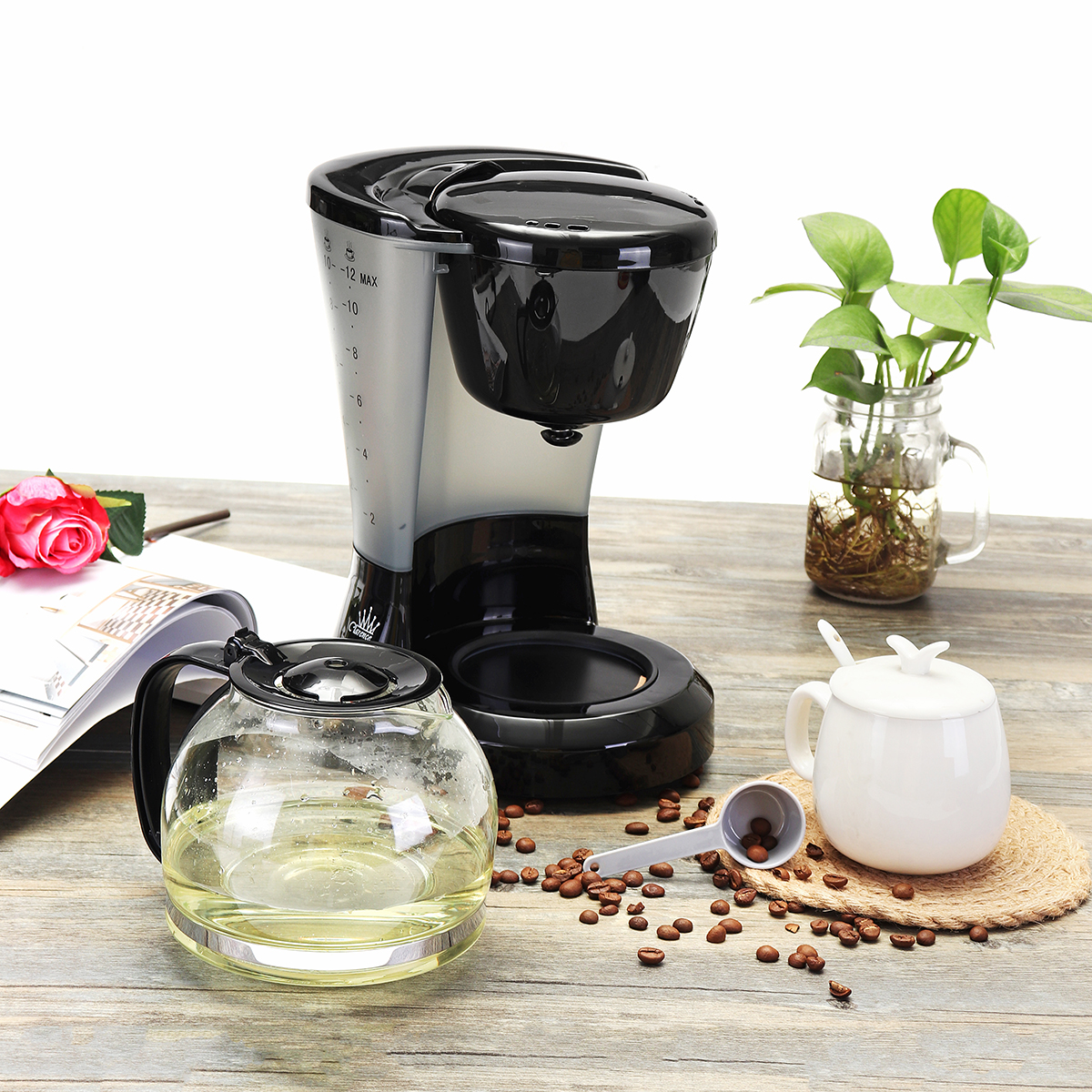 1.2L Electric Drip Coffee Tea Espresso Maker Automatic Filter Machine 10-12 Cups Coffee Machine 77