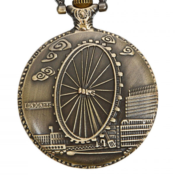 

DEFFRUN Vintage London Eye Pattern Quartz Pocket Watch