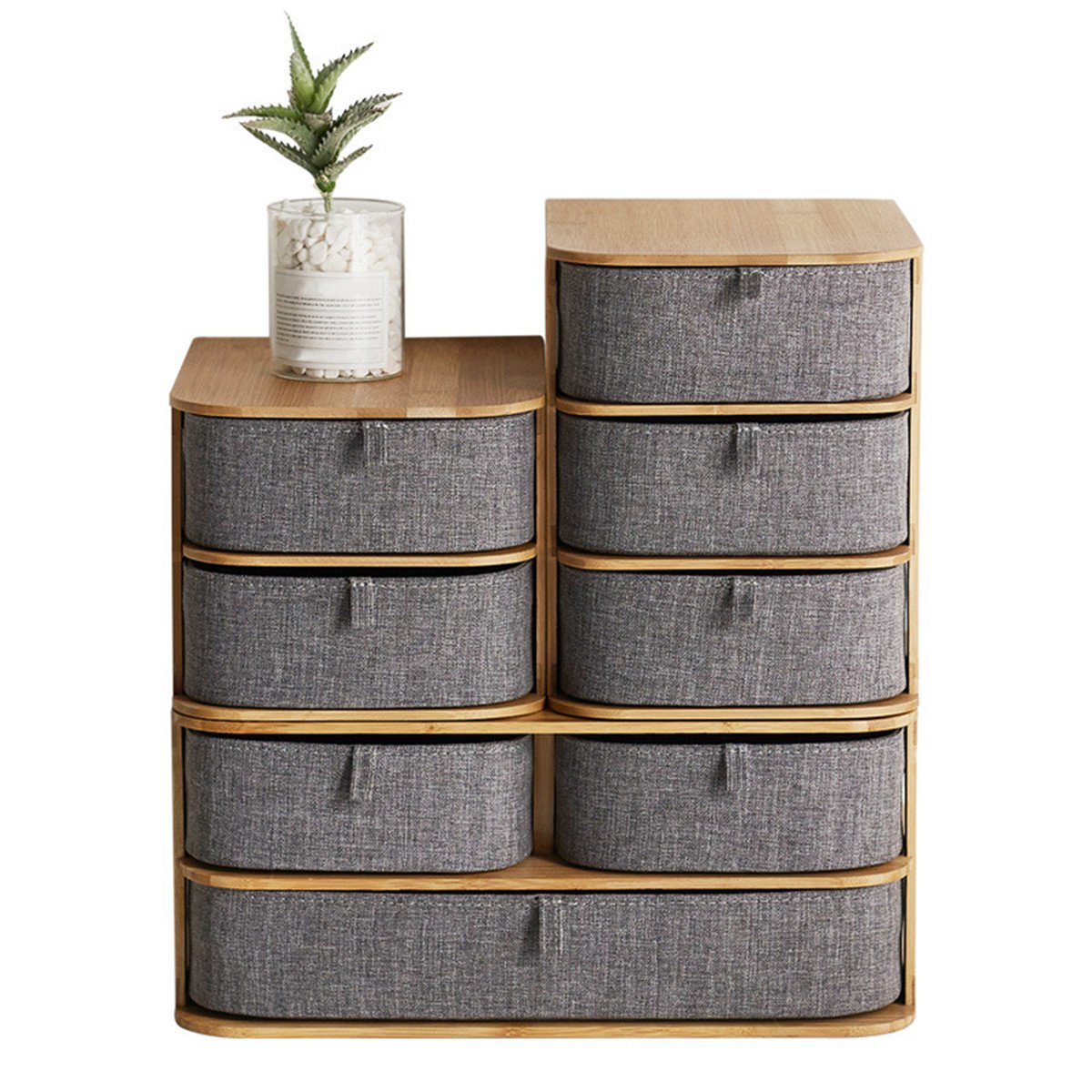 

Grey Multi-Layer Mini Bamboo Desktop Drawer Sundries Case Storage Box Organizer Living Room Decorations