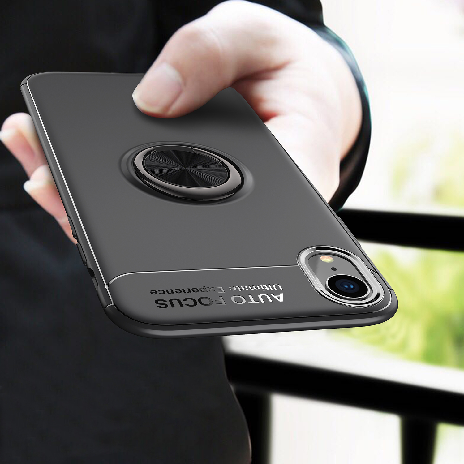

C-KU Protective Case For iPhone XR 360º Rotating Ring Grip Kicktand Back Cover