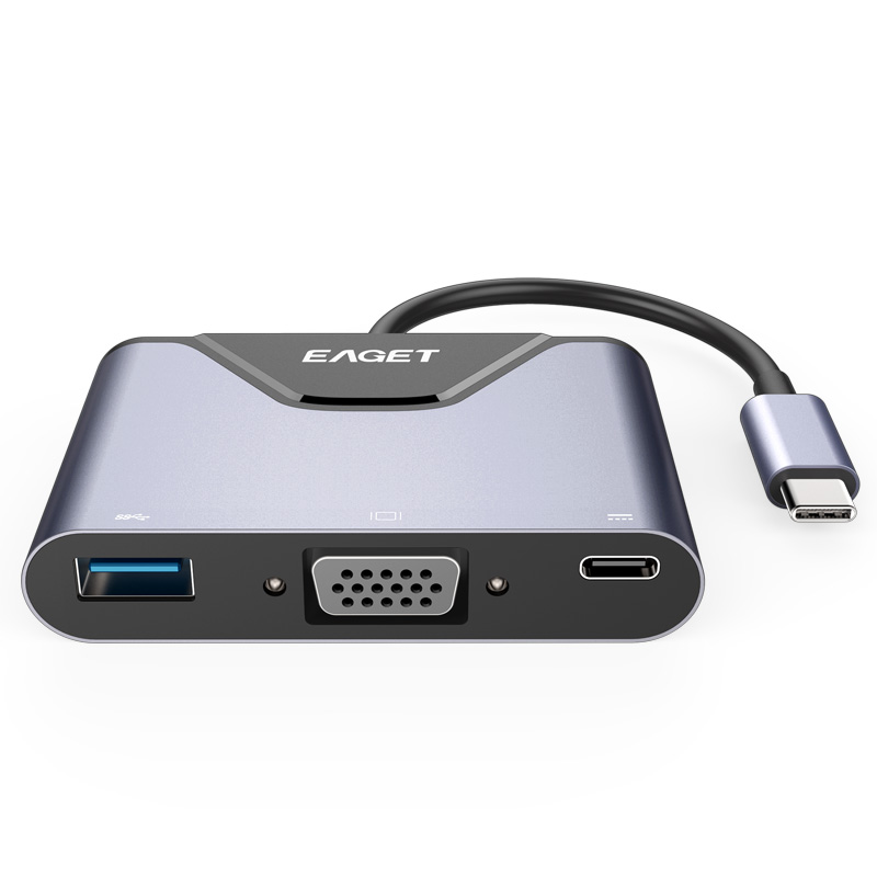 

EAGET CH06 Type-C to USB 3.0+VGA+Type-C Converter Multifunctional HUB Adapter for Mac Pad Phone TV