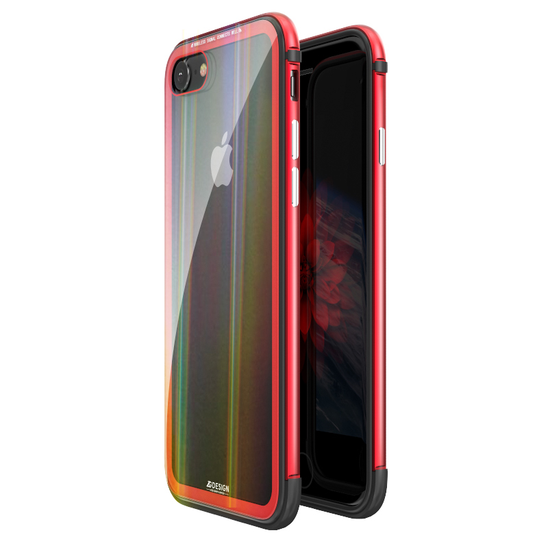

Luphie Protective Чехол Для iPhone 7/7 Plus/8/8 Plus Цветное скрестное выравнивание с закаленным закаленным стеклом + алюминий + задняя крышка Т