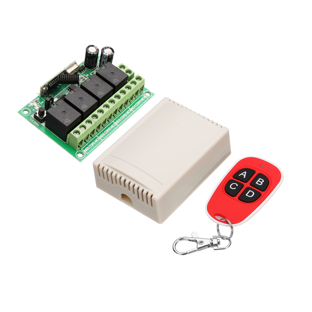 

433MHz DC 12V Learning Type Four Way Wireless Remote Control Switch 4CH Channel Relay Control Module