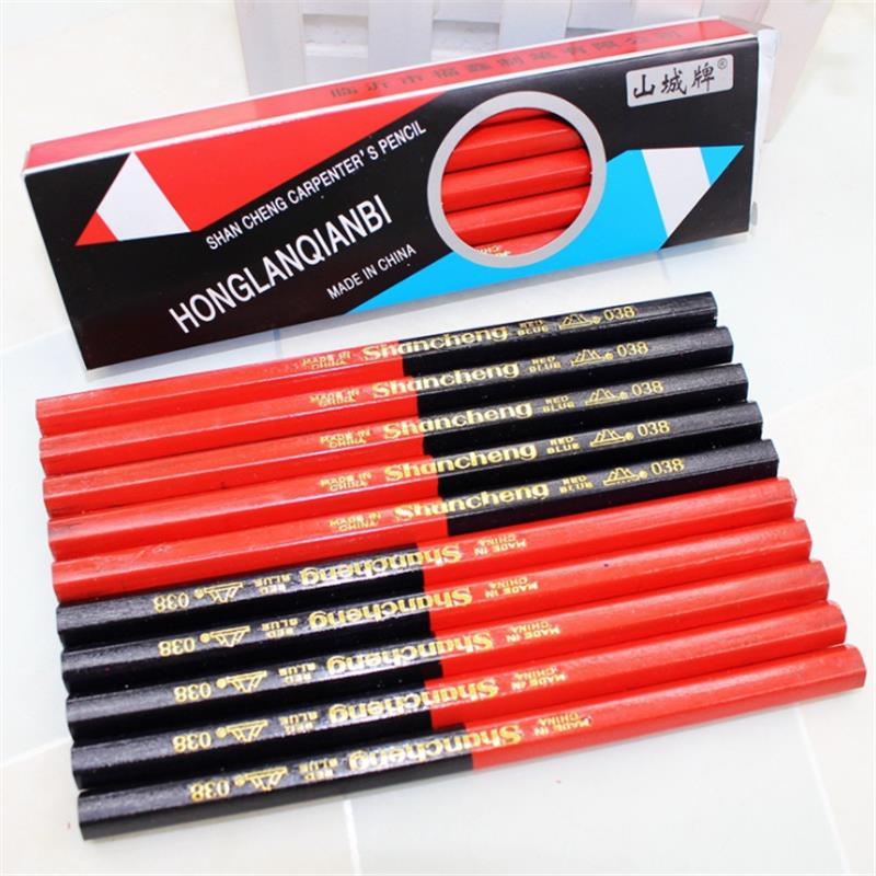 

SHANCHENG 038 10 Pcs/lot Wooden Hexagon Red&blue Double Colored Pencils HB Carpenter's Special-purpose Pencils High Quality Drawing Painting Pencil Set