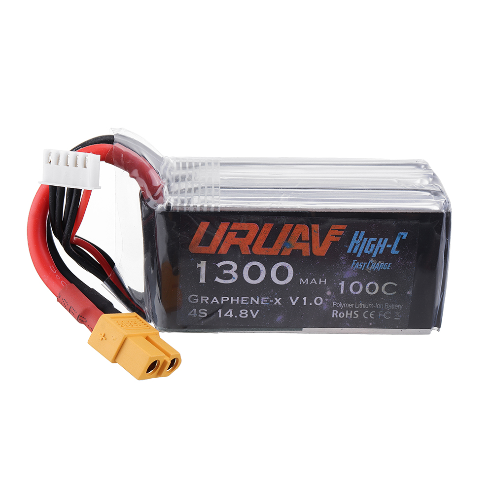 

URUAV Graphene-X V1.0 4S 14.8V 1300mAh 100C Fast Charge Lipo Battery for Nazgul5/Mark4/Hawk Pro/TITAN DC5/LAL5/Cidora SL