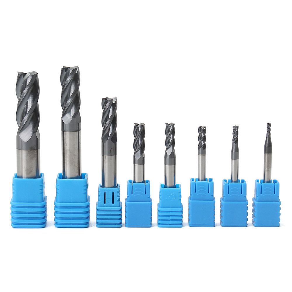 8pcs 2-12mm 4 Flutes Carbide End Mill Set Tungsten Steel Milling Cutter Tool 19