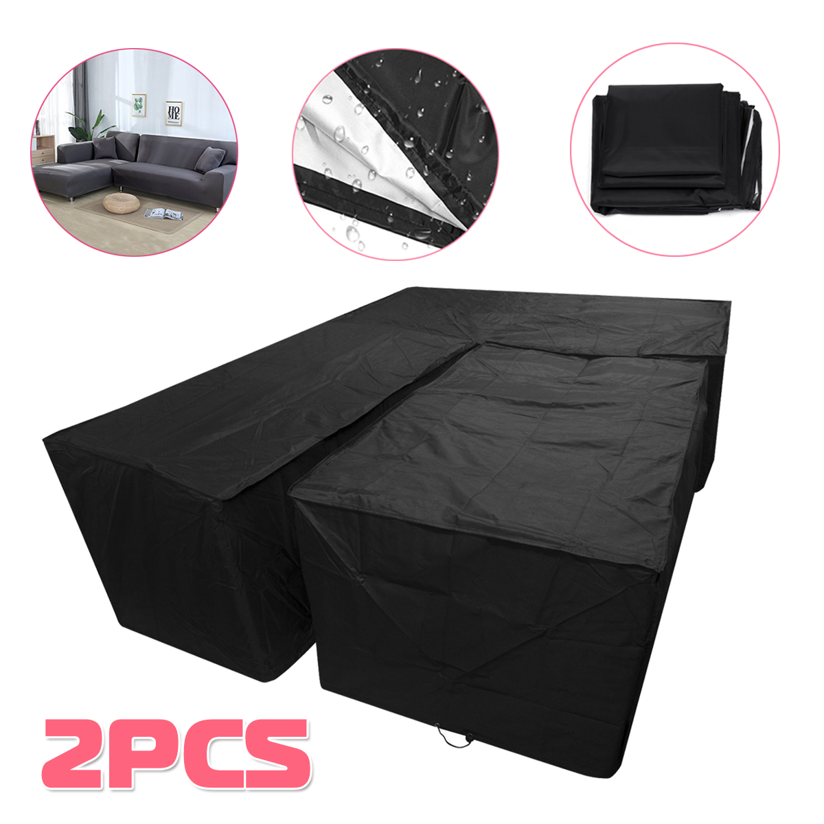 

2Pcs/Set Garden Furniture Sofa Cover L Shape Corner Rattan Waterproof Protective