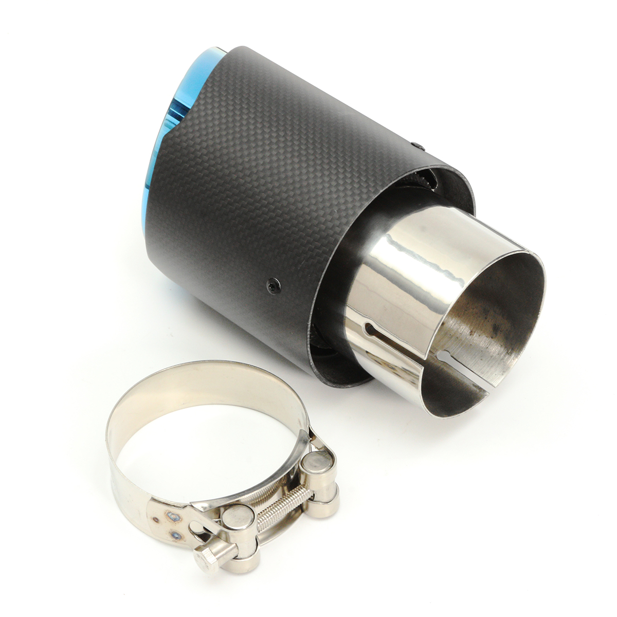 

Universal 63mm Blue Steel End Carbon Fiber Exhaust Muffler Tip Pipe CW-EP026