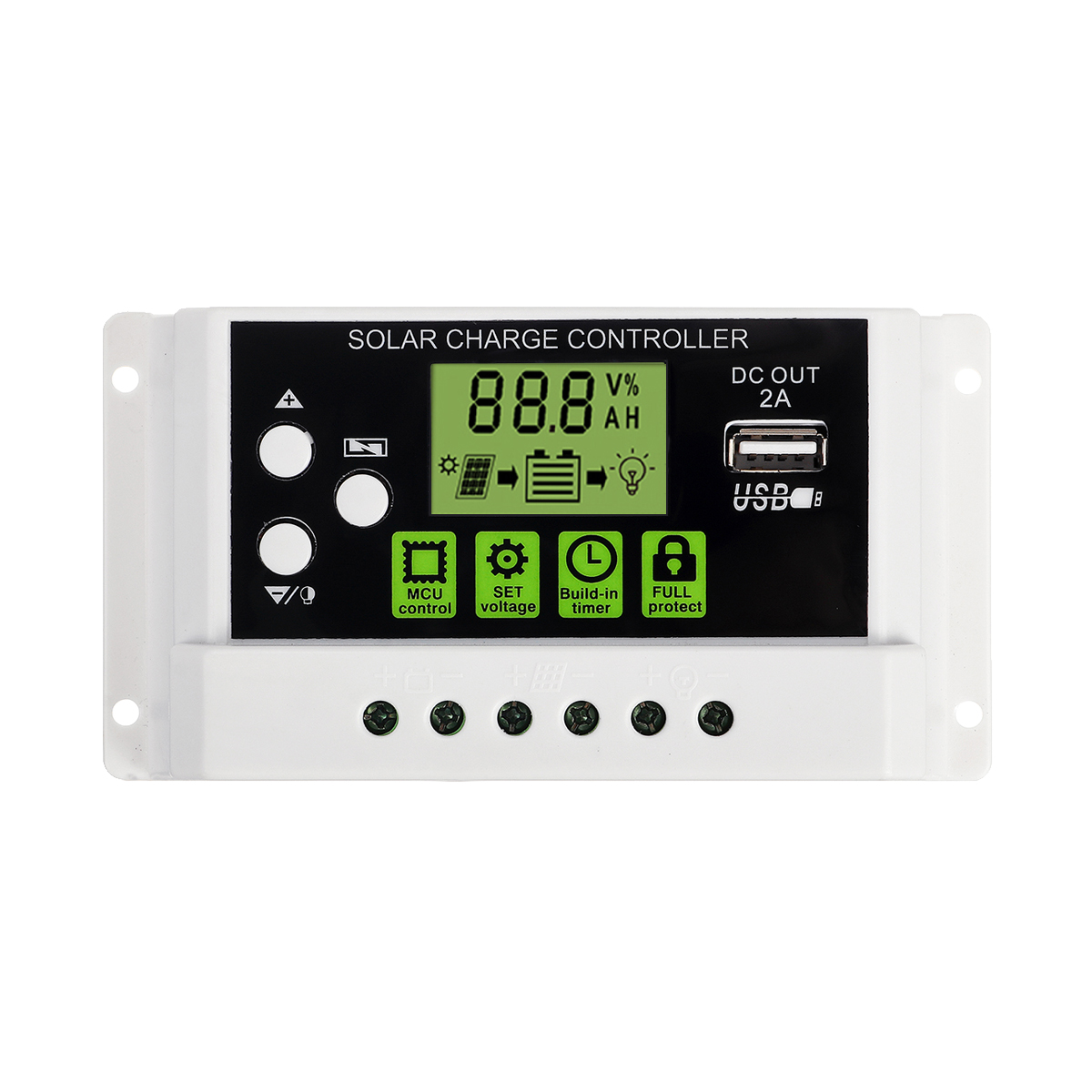 

10A 12V/24V PWM Solar Panel Charge Controller Li-ion & Lead Acid Battery Charger USB LCD Display