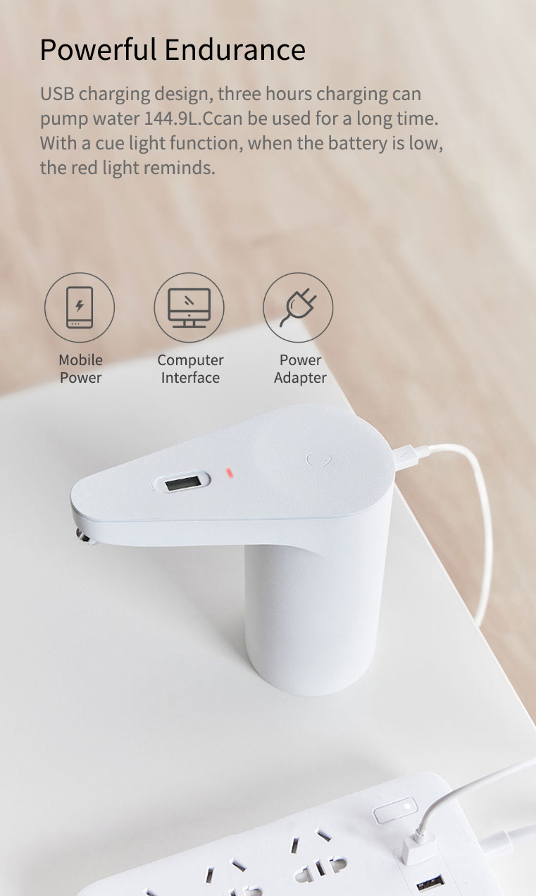 Original Xiaolang Automatic Rechargeable USB Mini Touch Switch Water Pump Wireless Electric Dispenser with TDS Device from xiaomi youpin (White) 22