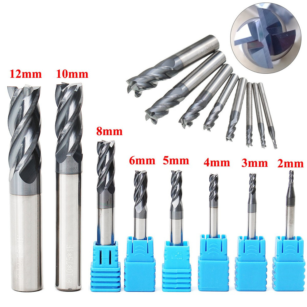 12mm 4 Flutes Carbide End Mill Set Tungsten Steel Milling Cutter Tool H Q 