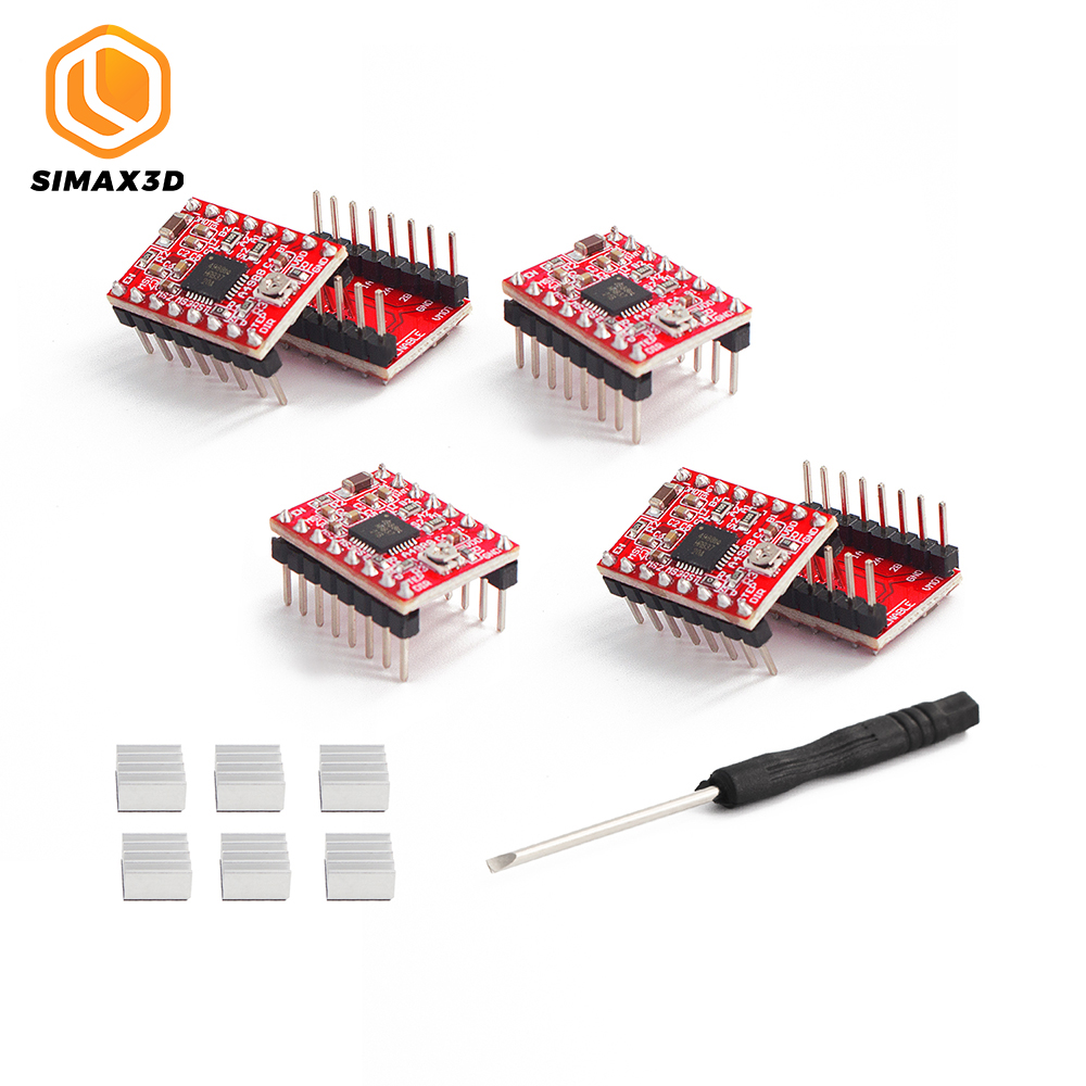 SIMAX3D® 6Pcs A4988 Stepper Motor Driver Board Red with Heatsink for 3D Printer 2