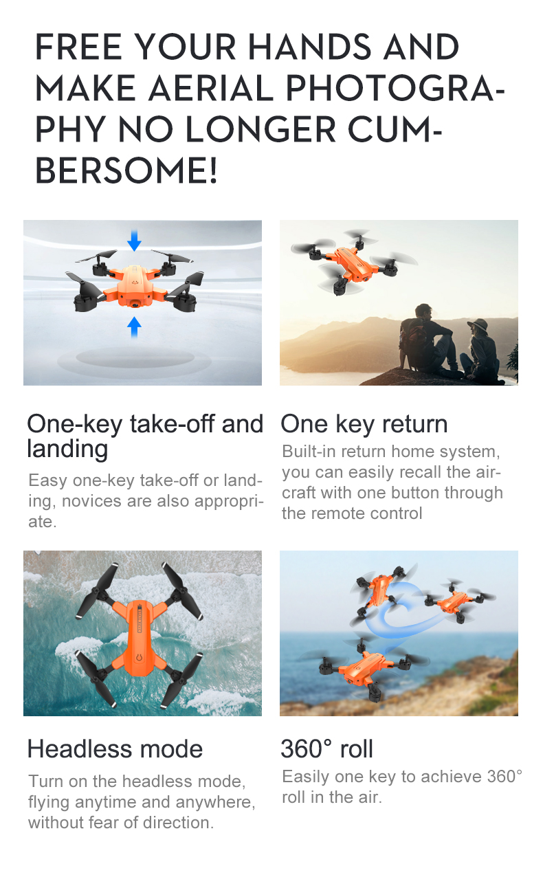HR H9 Mini 2.4G WiFi FPV with 4K HD Dual Camera 20mins Flight Time Altitude Hold Mode Foldable RC Drone Quadcopter RTF 10
