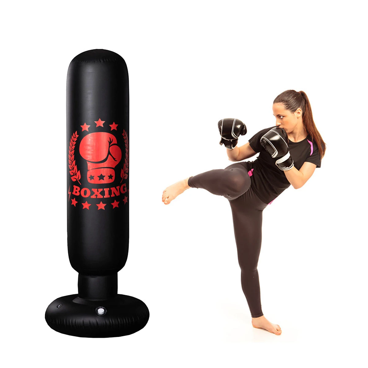 1.6M Free Standing Inflatable Boxing Punch Bag Kick MMA Training Kid Adults UK