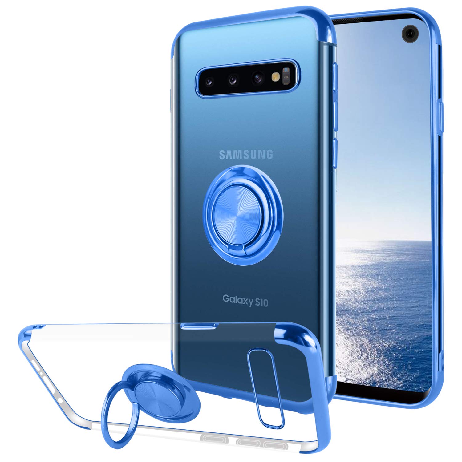 

Bakeey Protective Case For Samsung Galaxy S10 Plating Ring Grip Kickstand Car Magnetic Back Cover