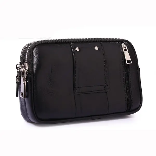 Genuine Leather Multi-function Fanny Waist Bag Belt Bum Pouch Phone Bag Coin Purse For Men