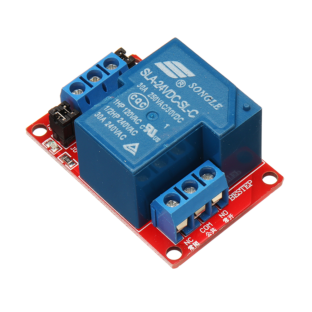 

BESTEP 1 Channel 24V Relay Module 30A With Optocoupler Isolation Support High And Low Level Trigger For Arduino