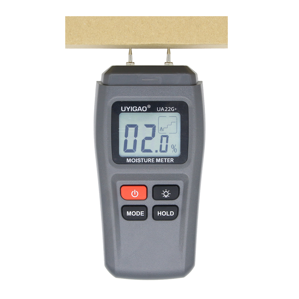 

UYIGAO UA22G LCD Display Two Pins Digital Wood Moisture Meter 1%-99% Wood Humidity Tester Timber Damp Detector