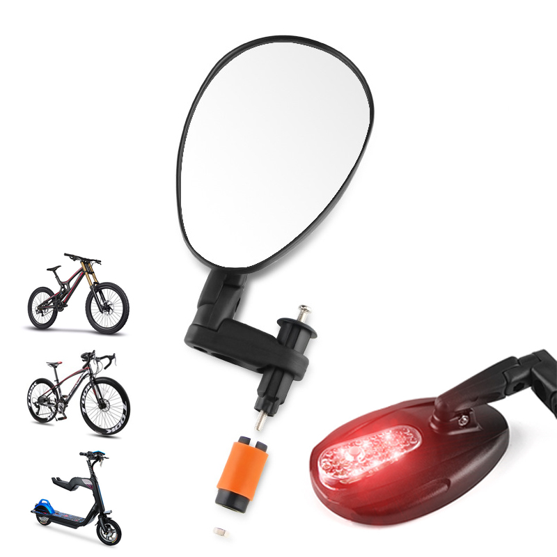 

GIYO CX-01 Bicycle Cycling Bike Mirror 360° Rotation Warning Lights Convex Handlebar Safety Mirror