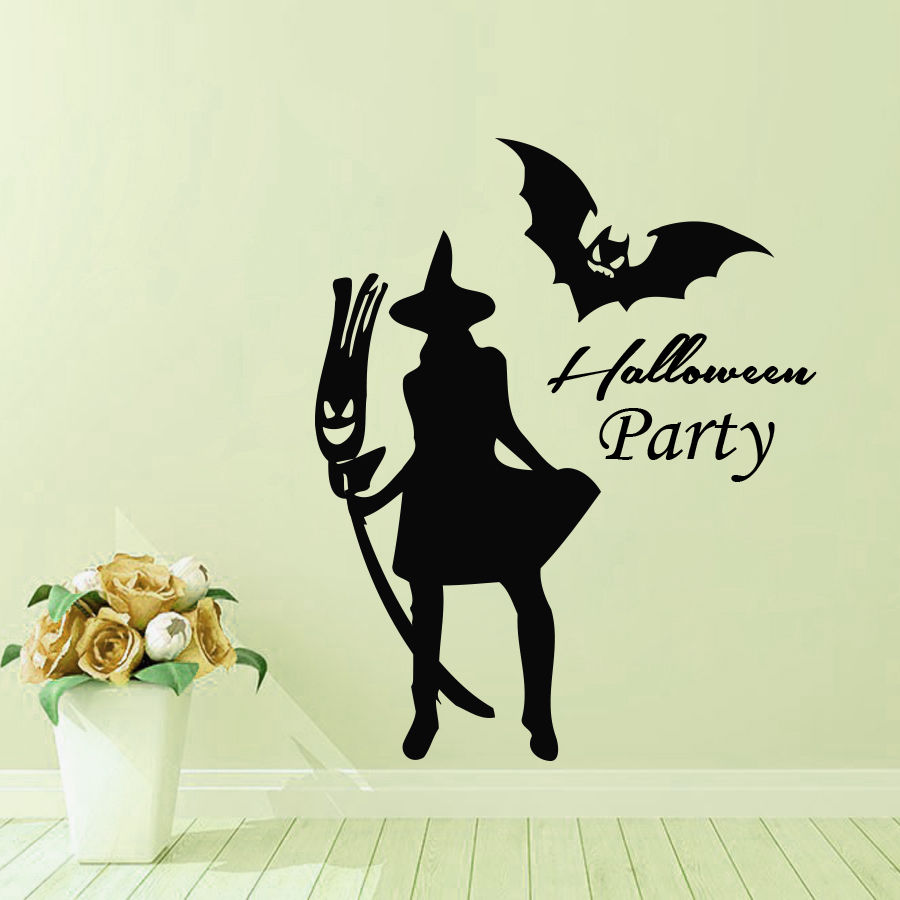 

Halloween New Witch Bat Wall Sticker Creative Carved Stickers PVC Waterproof Removable Wallpapers Removable Wallpapers Vinyl Art Decal Decor Waterproof Stickers