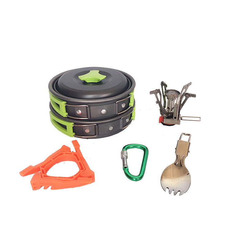 

1-2 People Picnic Set Camping Cookware Tableware Stove Bracket Portable Outdoor Cooking Equipment