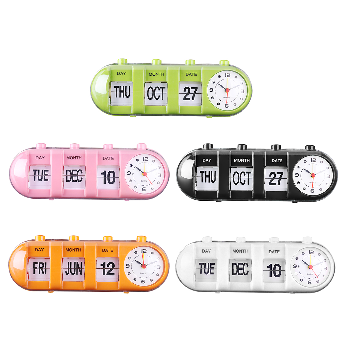 

Retro Manual Flip Desk Alarm Clock Digital Quartz Day Date Calendar Display Home Decor