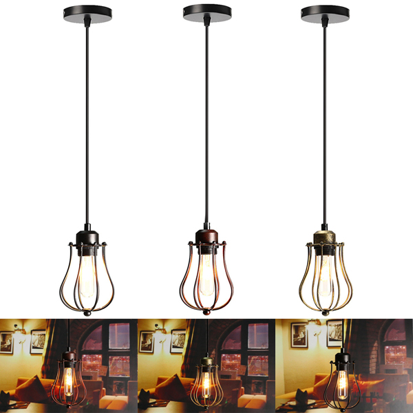 

E27 Vintage Ceiling Edison Light Pendant Lamp Cage Lampshade Fixture Chandelier