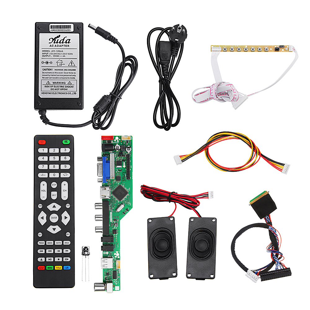 

T.RD8503.03 Universal LCD LED TV Controller Driver Board +7 Key button+1ch 6bit 40Pins LVDS Cable+Speaker+EU Power Adapter