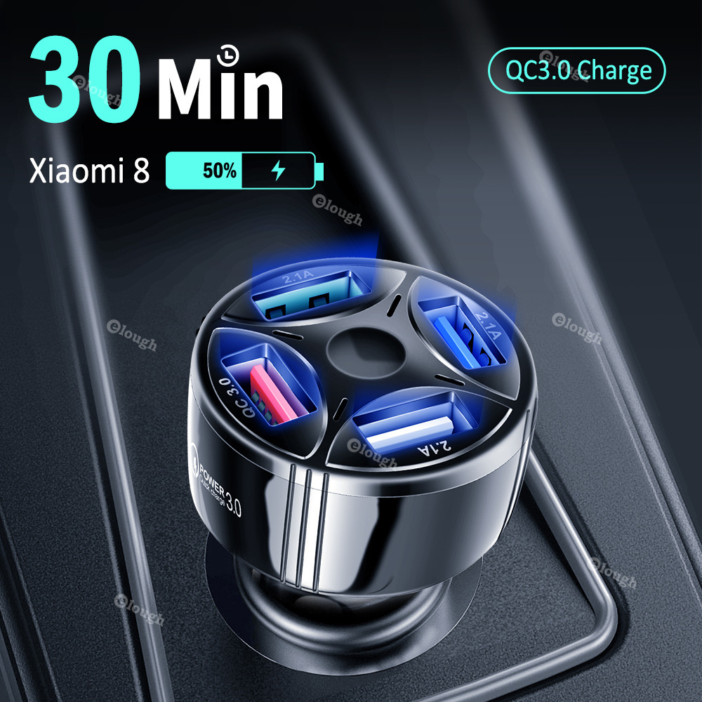 Find ELOUGH 7A 35W Car Charger 4 Port Usb Quick Charge Portable QC3 0 Car Charger for Iphone XIAOMI HUAWEI for Sale on Gipsybee.com with cryptocurrencies