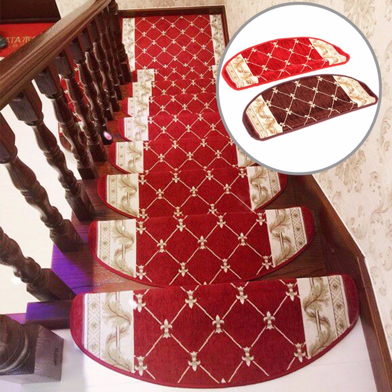 

European Style Pastoral Carpet Stair Tread Anti Skid Step Rugs Stair Mats With Magic Paste
