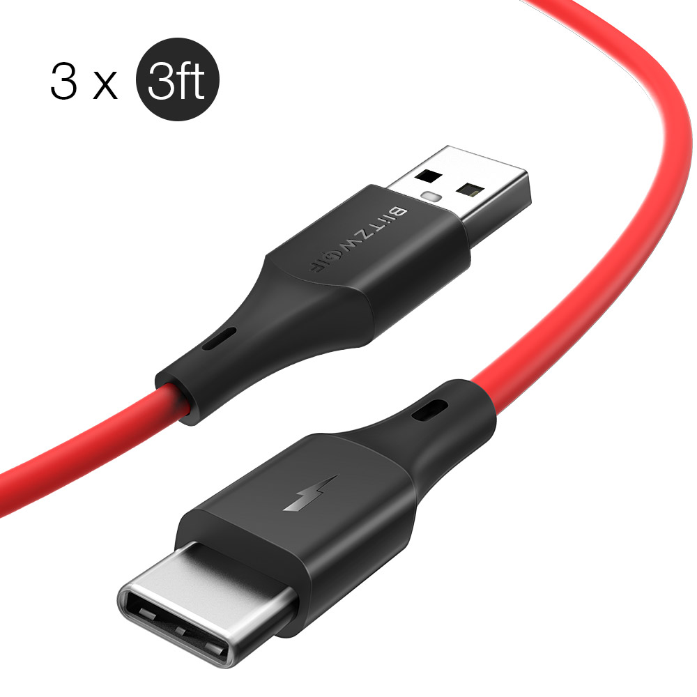 3 x BlitzWolf® BW-TC14 3A USB Type-C Кабель для зарядки данных 3 фута / 0,91 м для Oneplus 6T Xiaomi Mi8 Pocophone f1 S9