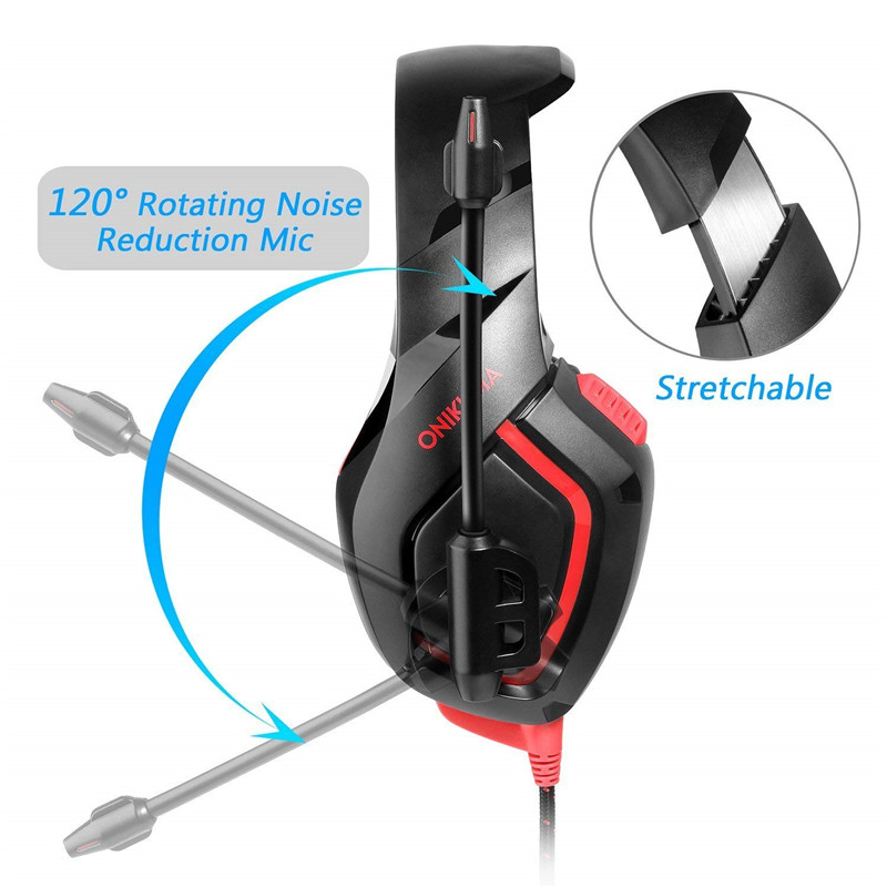 ONIKUMA K1-B Single Plug Stereo Gaming Headset In-line Control Hi-Fi Headphone With Mic for PS4 Xbox One 15
