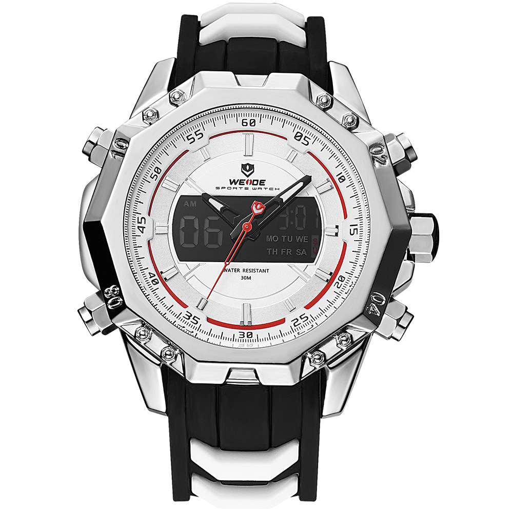 

WEIDE 6406 Silver Case Luminous Dual Display Digital Watch