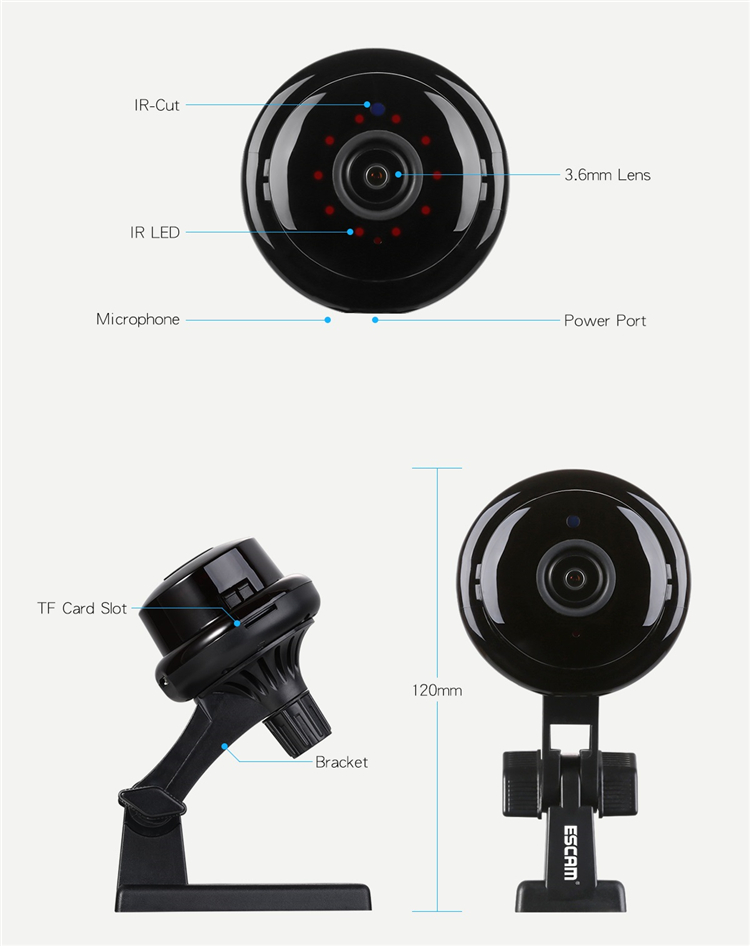 ESCAM Button Q6 Mini 1080P Night VIsion WiFi Camera