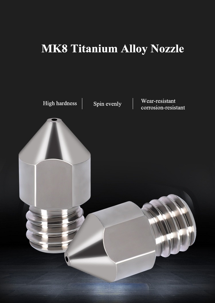 KINGROON Titanium Alloy TC4 Nozzle 1.75mm M6 Thread 0.4mm Wear-resistant Corrosion-resistant Nozzle for 3D Printer 12