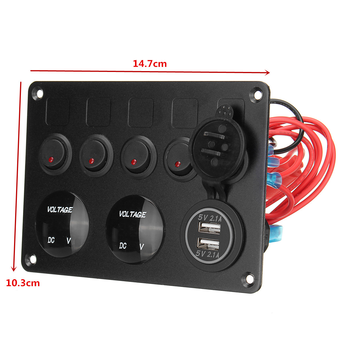 5 Gang 12V 24V Dual USB LED Rocker Switch Panel Decal For Car Truck Boat Marine 