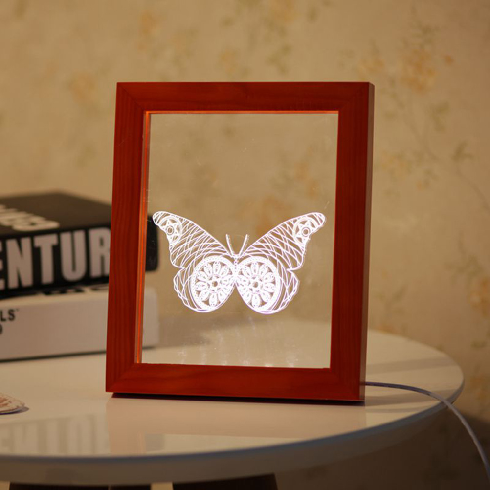 

KCASA FL-717 3D Photo Frame Illuminative LED Night Light Wooden Butterfly Desktop Decorative USB Lamp For Bedroom Art Decor Christmas Gifts