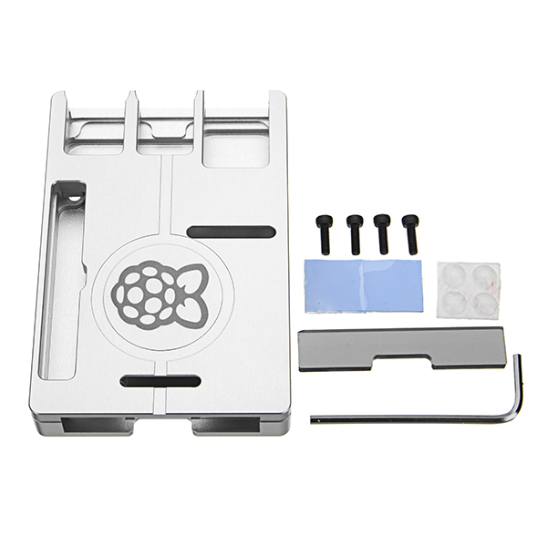 

Ultra-thin Silver Aluminum Alloy CNC Case Portable Box Support GPIO Ribbon Cable For Raspberry Pi 3 Model B 2 B / B+