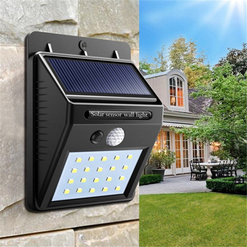 Solar Power 20 LED PIR Motion Sensor Wall Light Waterproof Outdoor Path Yard Garden Security Lamp 1