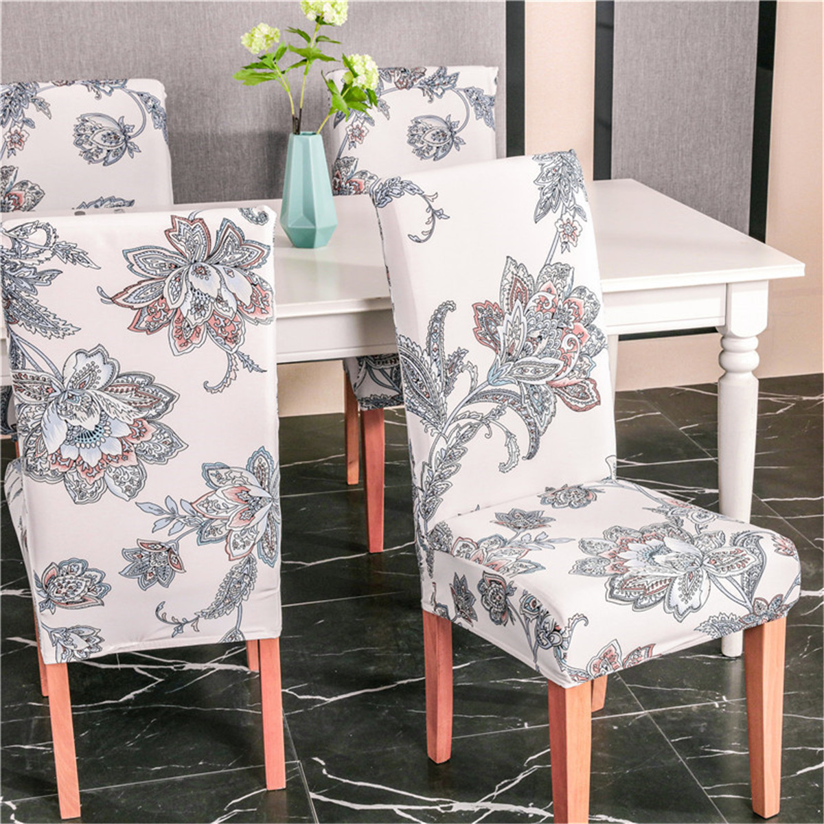 1//2//4//6X Dining Chair Seat Covers Slip Stretch Wedding Banquet Dining Room Grey