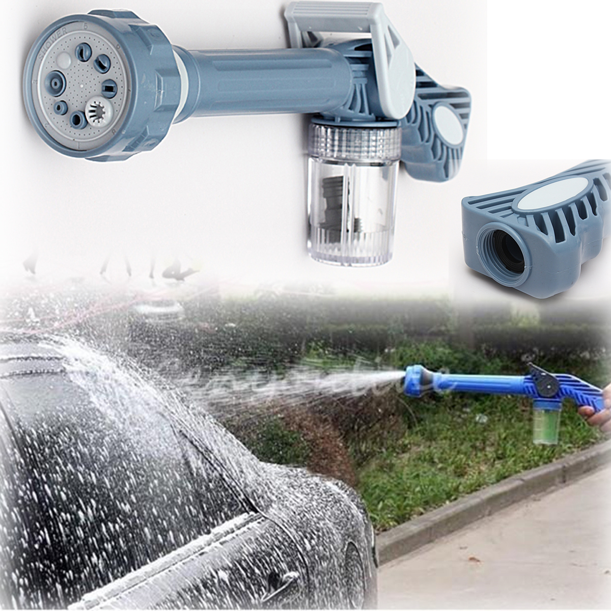 

Garden Soap Spray Gun 8 Nozzle Ez Jet Dispenser Pump Washer Car Water Wash Cleaning