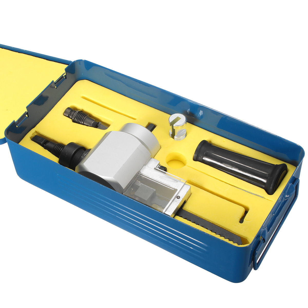 

Double Head Sheet Metal Nibbler Cutter With Metal Box YT-180A Cutting Saw Tool Power Drill Attachment