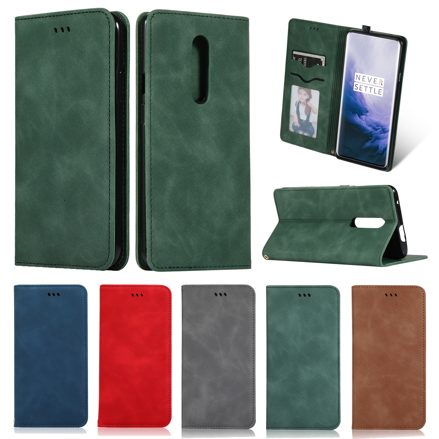 

Bakeey Flip Shockproof Card Slot With Magnetic PU Leather Full Body Protective Case For OnePlus 7 PRO