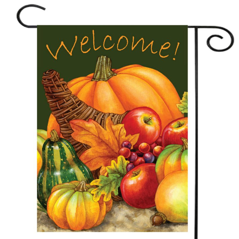 

28" x 40" Pumpkin Harvest Cornucopia Welcome Autumn Fall Garden Flag Yard Banner Decorations