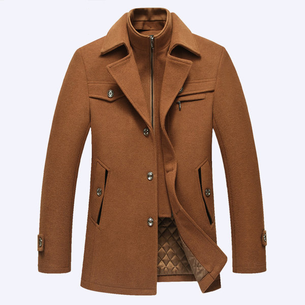 

Модная повседневная куртка с двойным воротником Теплое пальто