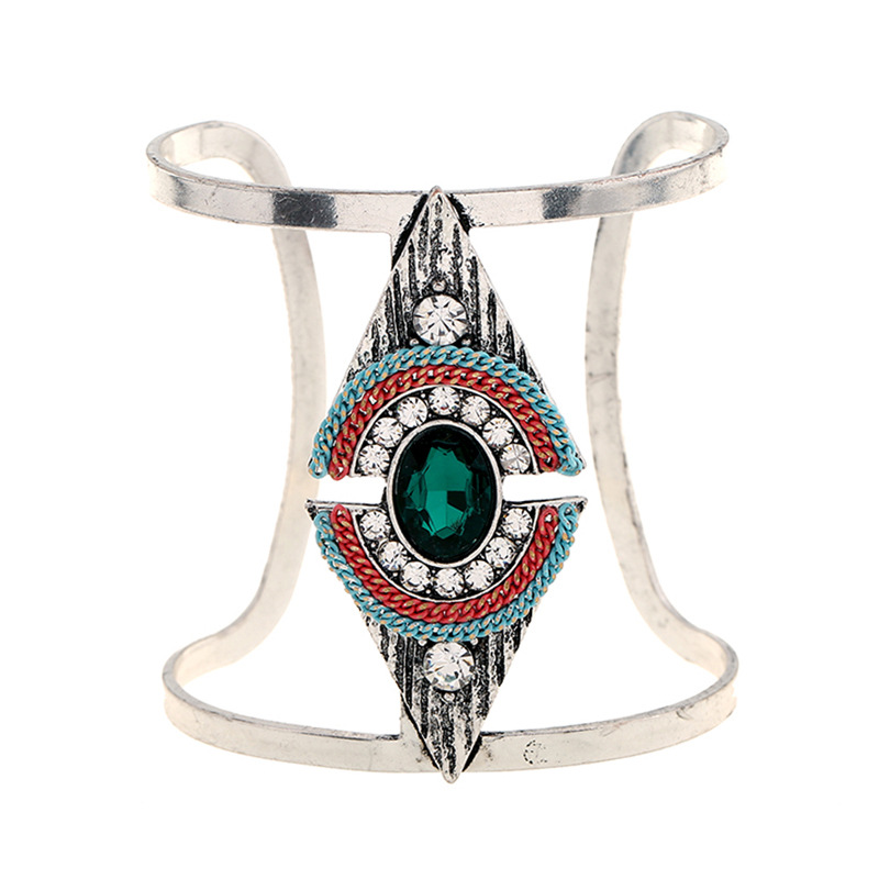 

Vintage Crystal Rhinestones Wide Bangle Bracelet for Women