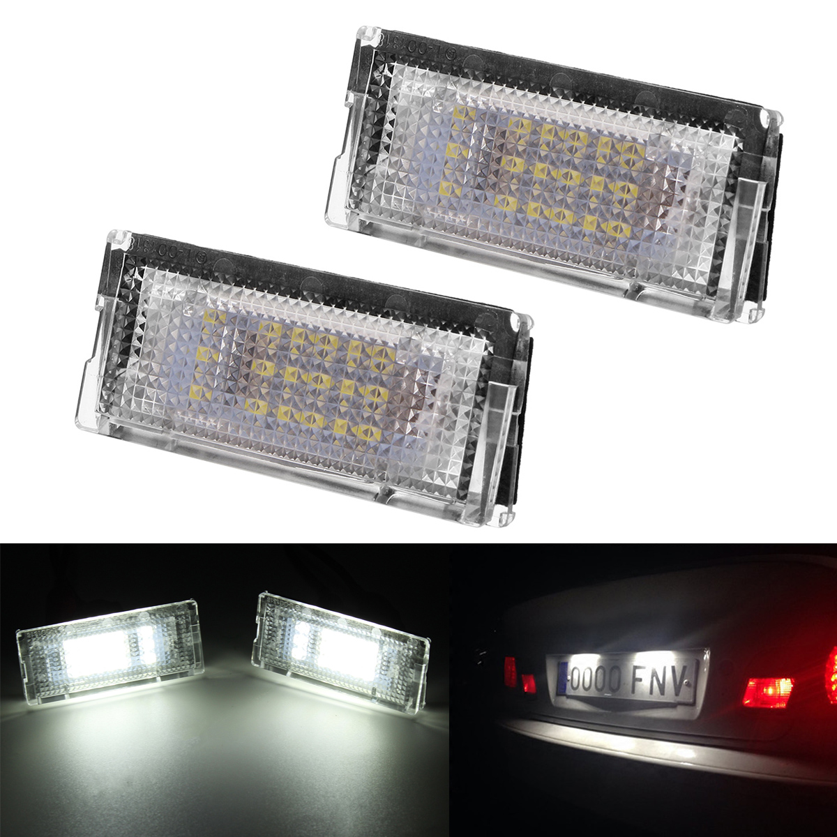 

LED License Number Plate Lights Lamp Canbus Error Free White Pair for BMW E46 1998-2005