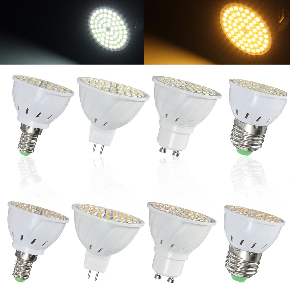 

E14 E27 GU10 MR16 3.5W 72 SMD 3528 Чистый белый Теплый белый LED Лампы Spot Lightt Лампы AC110V AC220V